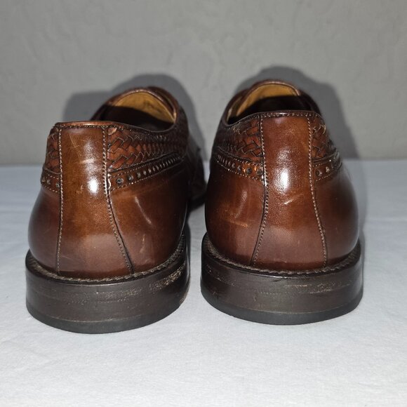 Mezlan Salinas Brown Woven Leather & Crocodile Cap Toe Oxfords Men's Size 10 M - Picture 7 of 10